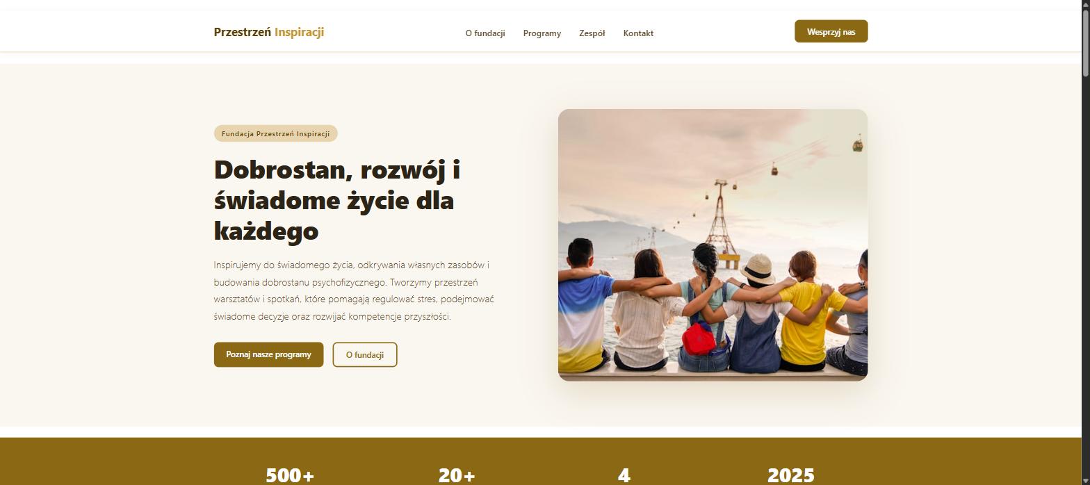 Przestrzeń Inspiracji Foundation - website screenshot